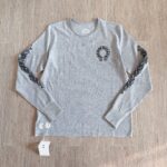 Chrome White long-sleeved top with floral pattern on both arms