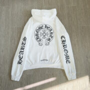 Chrome White hoodie with subtle all-over print pattern - 图片 3