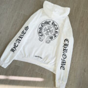 Chrome White hoodie with subtle all-over print pattern - 图片 4
