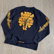 Chrome Dark blue long-sleeved T-shirt with sword - 图片 4