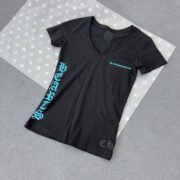 Chrome Blue Letter Printed Short Sleeve