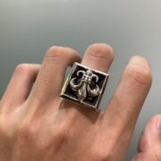 Openwork floral military ring