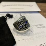 Blue diamond oval cross ring - 图片 8