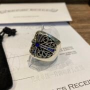 Blue diamond oval cross ring - 图片 7