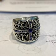 Blue diamond oval cross ring - 图片 3