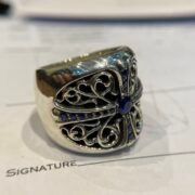 Blue diamond oval cross ring - 图片 5