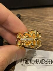 Gold-plated cross flower ring - 图片 3