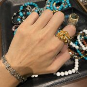 Gold-plated cross flower ring