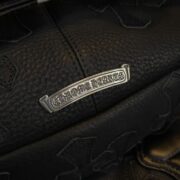 Medium-sized black cowhide cross-stitch waist bag - 图片 3