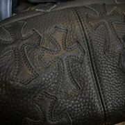 Medium-sized black cowhide cross-stitch waist bag - 图片 4