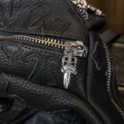 Medium-sized black cowhide cross-stitch waist bag - 图片 5