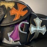 Small colored leather cross-stitch waist bag - 图片 3