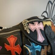 Small colored leather cross-stitch waist bag - 图片 4