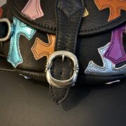 Small colored leather cross-stitch waist bag - 图片 5