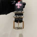 Colorful cross-patterned leather belt