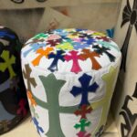 Colorful cross-shaped leather stool