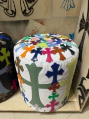 Colorful cross-shaped leather stool
