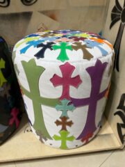 Colorful cross-shaped leather stool - 图片 3